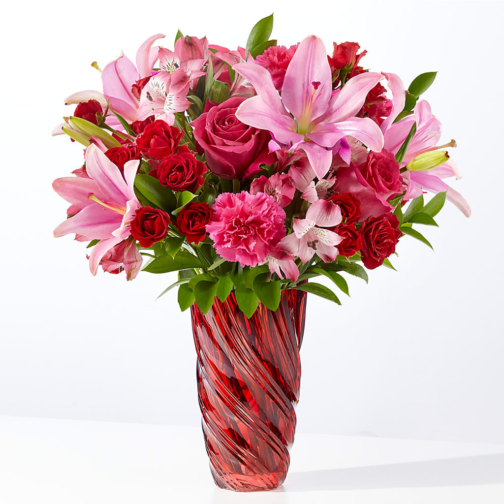 In Love Bouquet with Luxe Swirl Vase – Floral Delights Etc, Daleville AL