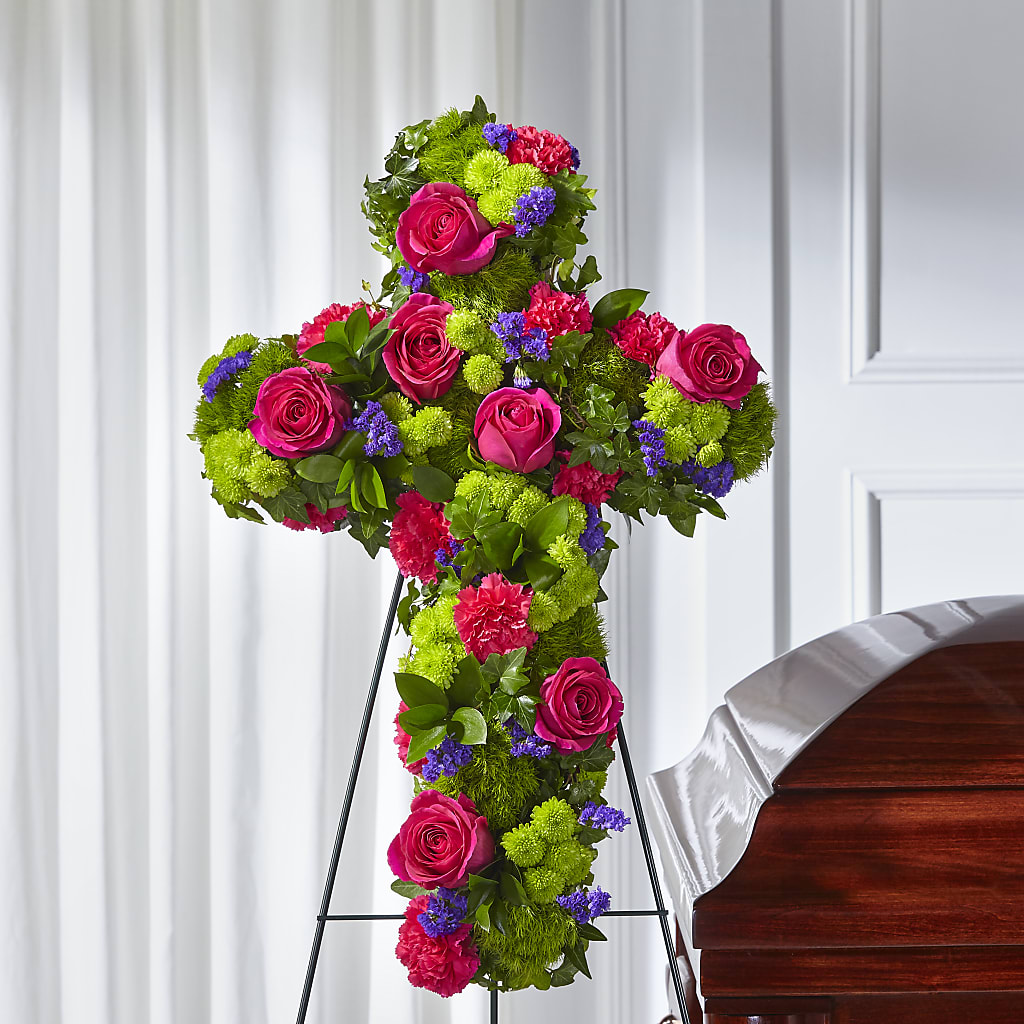 Tribute Rose Floral Cross – Floral Delights Etc, Daleville AL