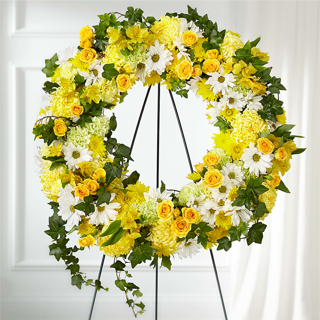 Golden Remembrance Wreath – Floral Delights Etc, Daleville AL