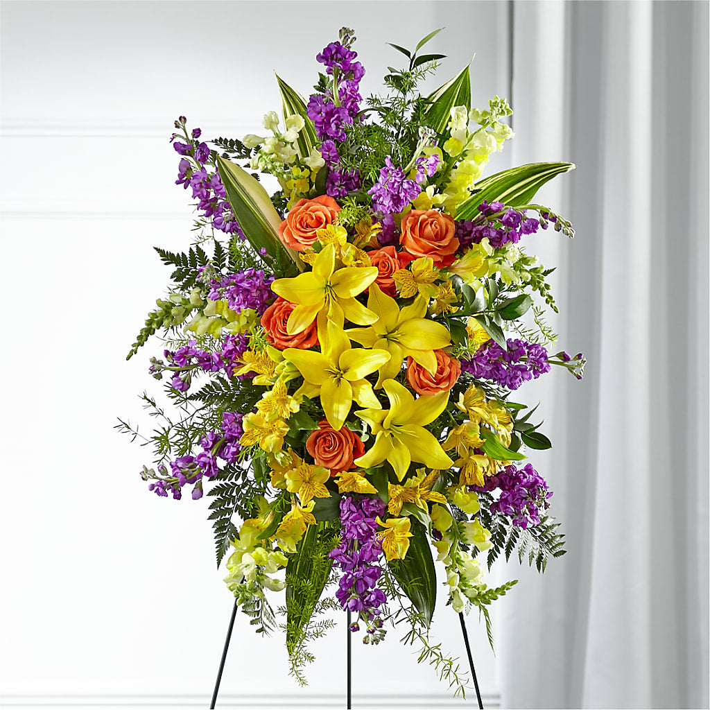 Thoughtful Prayers Standing Spray – Floral Delights Etc, Daleville AL