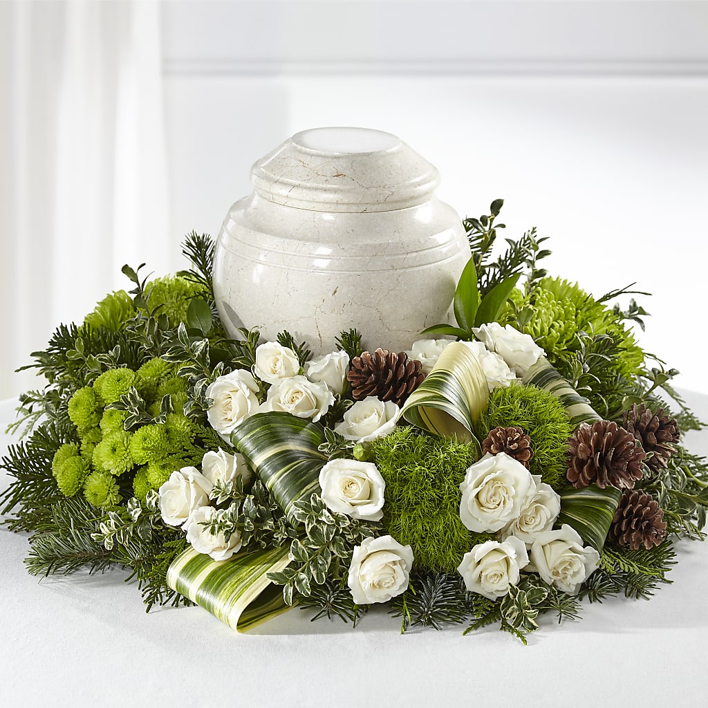 Precious Evergreen Cremation Adornment – Floral Delights Etc, Daleville AL