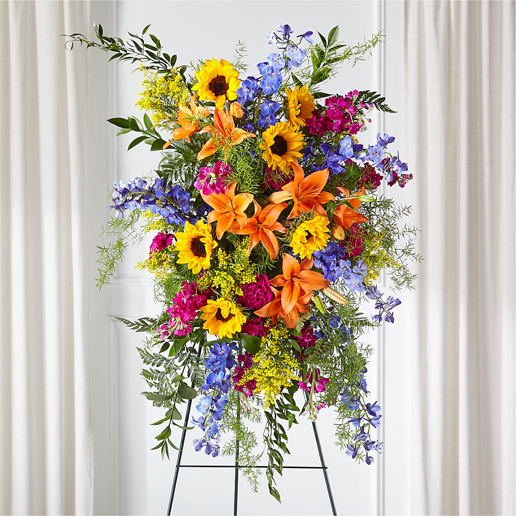Sunlit Memories Standing Spray (Standard) – Floral Delights Etc, Daleville AL