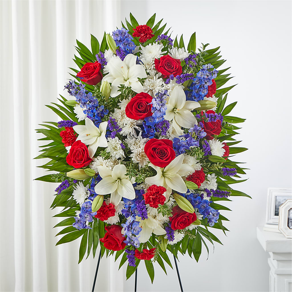 Cherished Service Standing Spray – Floral Delights Etc, Daleville AL