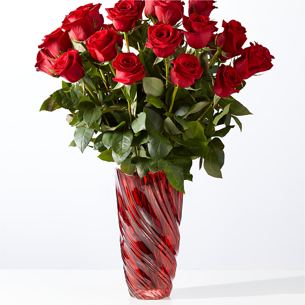 Classic Love Red Rose Bouquet with Luxe Swirl Vase – Floral Delights Etc, Daleville AL