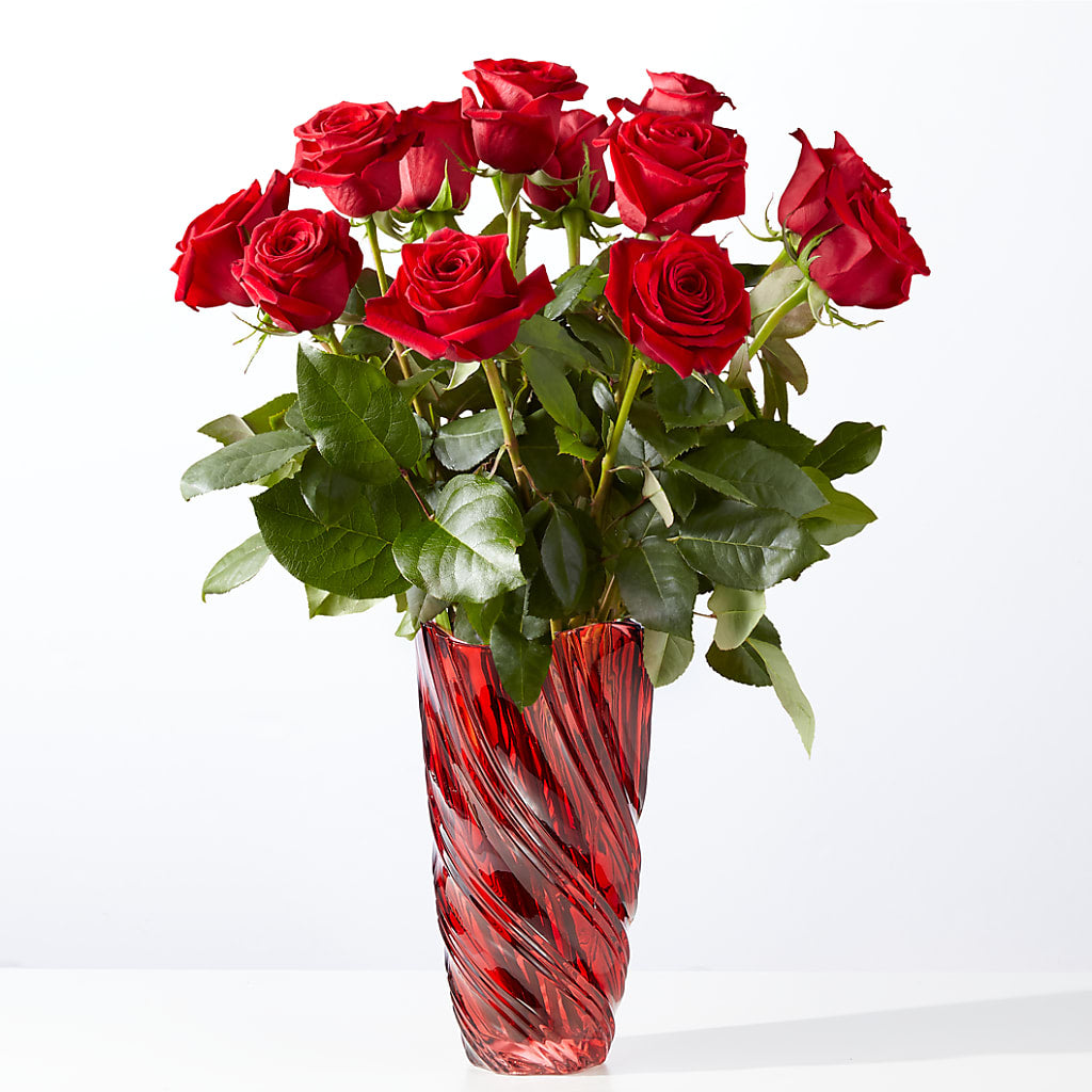 Classic Love Red Rose Bouquet with Luxe Swirl Vase – Floral Delights Etc, Daleville AL