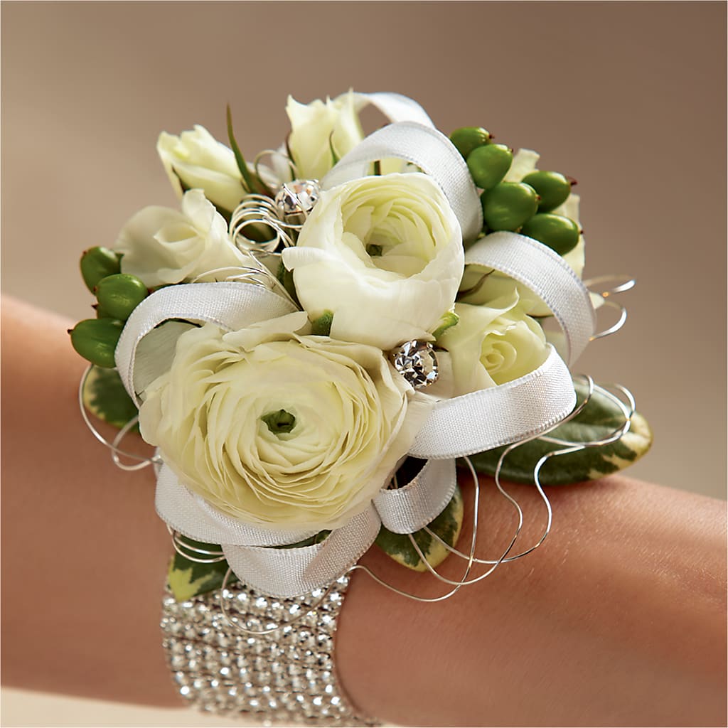 White Wedding Corsage – Floral Delights Etc, Daleville AL