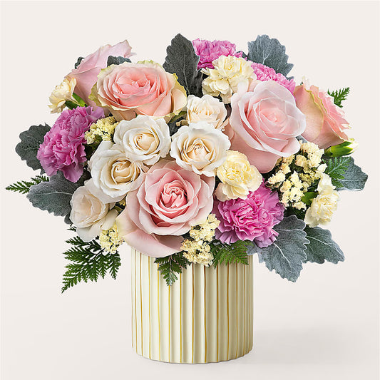 Blissful Moments Bouquet with Ivory Vase –  Floral Delights Etc, Daleville AL