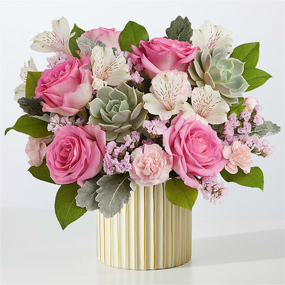 Dusty Rose Bouquet with Ivory Vase –  Floral Delights Etc, Daleville AL