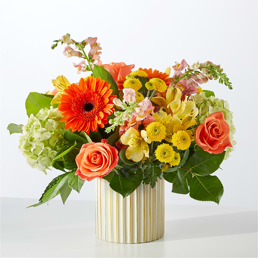 Autumn Sunshine Bouquet with Ivory Vase –  Floral Delights Etc, Daleville AL